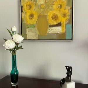 Mid-Century Riihimaki or Riihimaen Lasi Oy Finland Turquoise Blown Glass Vase